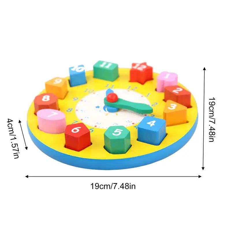 Teaching Time Blocks Clock Number Shape Teaching Clock Movable Arms Shape Sorting Puzzle For Home School Daycare Center