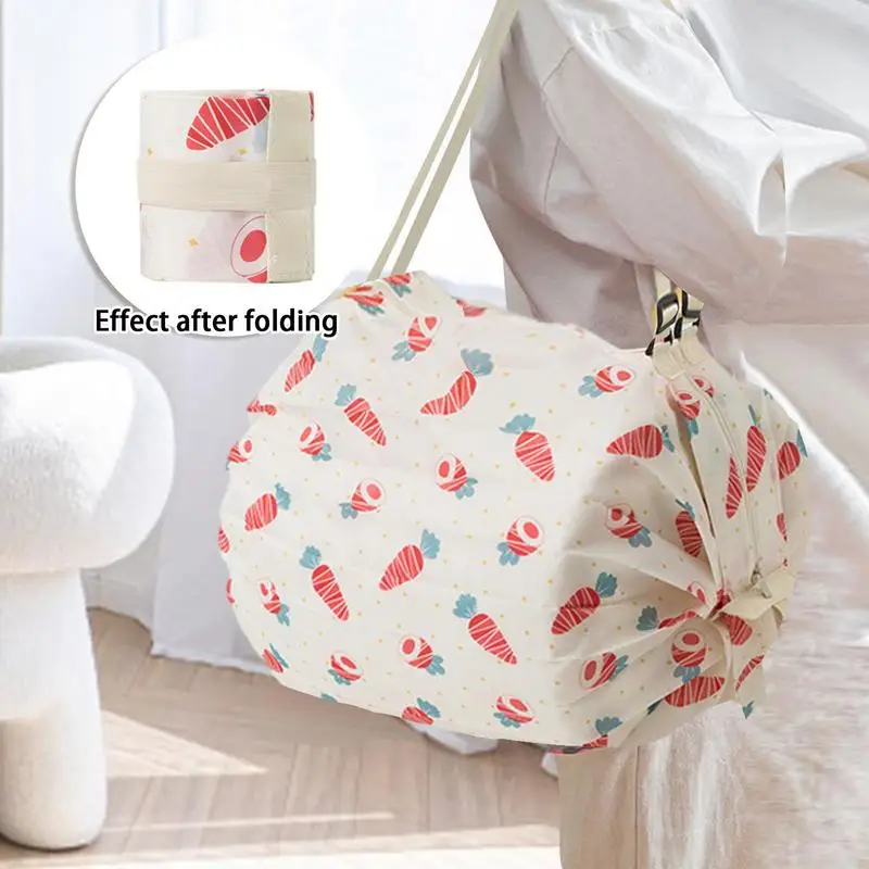 Foldable Shopping Bag Large Capacity Travel One-Shoulder Portable Shopping Bag Reusable Waterproof Grocery Bags For Daily Picnic