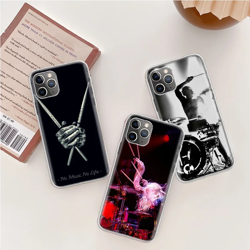 Drum Drummer Music Dj Phone Case For Iphone 14 13 15 16 Pro Max Plus Apple 11 12 Mini X XS Max XR Clear Cover Shell Coque Silico