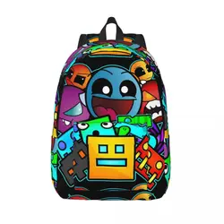 Game Geometric Dash Old School Gaming Backpack Preschool Primary School Student Geometry Dash Bookbag Kids Daypack with Pocket