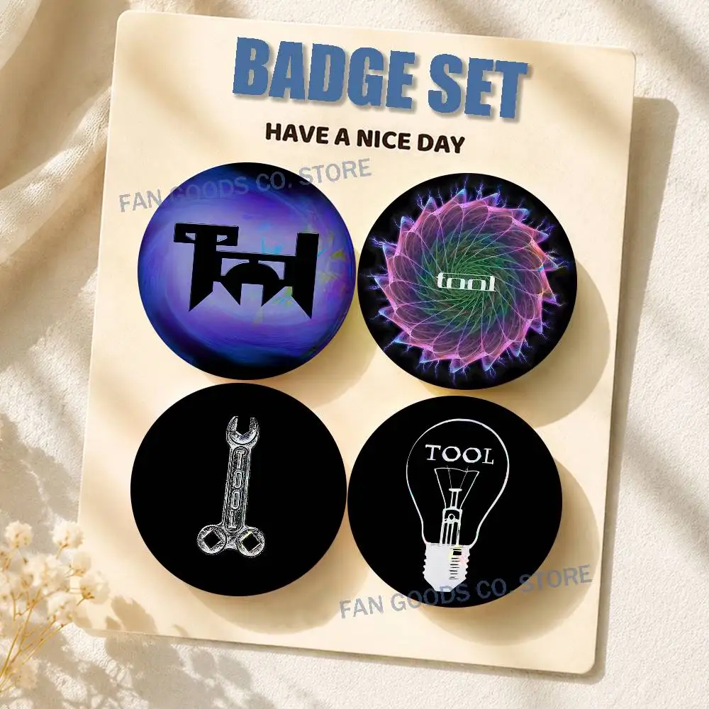 T-Tool Band Brooches for Backpack Accessories 25,32,44,58,75mm Round Enamel Pins 2-piece set Cartoon Anime Badge