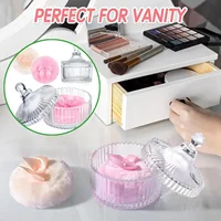 Esponja y contenedor de polvo corporal para mujer, tarro para polvo con soplo de maquillaje, esponja cosmética suave (2 esponjas de polvo + 1 caja de almacenamiento)