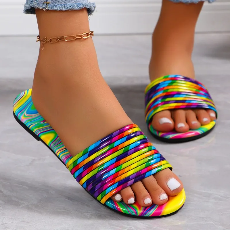 

Ladies Summer sandals Fashion Casual Flat Retro Slippers Crystal Shoes Sandals Casual Sandals Women Beach Flip Flops Jelly Shoes