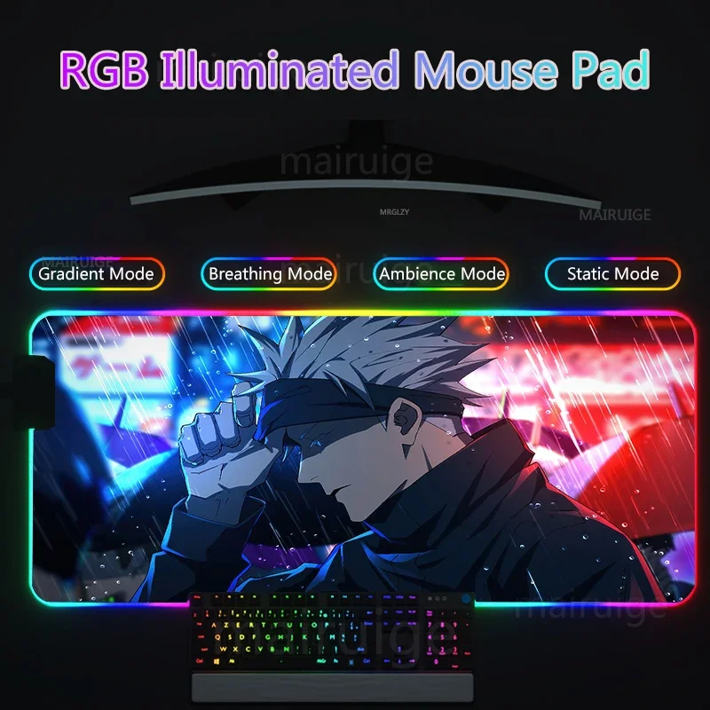 Gojo Satoru RGB Led Mouse Pad XXL Gaming Accessories Carpet Large MouseMat 40*90cm Table Mats Keyboard Back Light Anime Play Mat