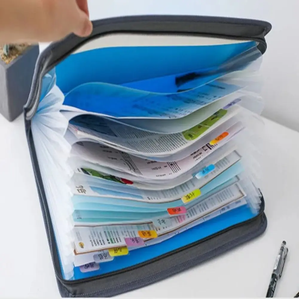 Waterproof Expanding Folder Wear Resistant 13 Pocket File Folder Safe Storage Large Capacity Document Bag Coupons