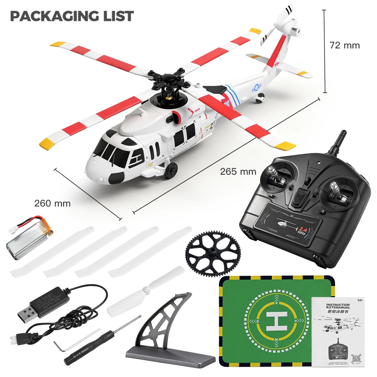 WLtoys K170 K270 UH-60L Brushless RC Helicopter 2.4G 4CH 6-Axis Gyro Flying Aircraft Kids Hobby Toy Gift view 3