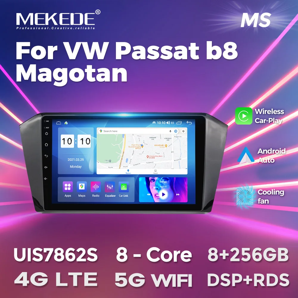 

MEKEDE 10-inch Android 13 Wireless Carplay Android Auto 8-core For VW Passat b8 Magotan BT 4G DSP FM Radio Car Multimedia Player