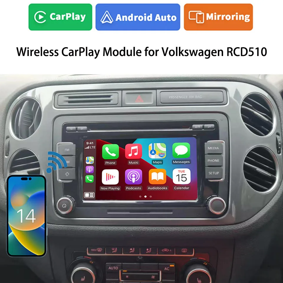 2024 Phone GPS Map Wireless Car Play Kit for Volkswagen Tiguan 2011 CC 2012 RCD510 Factory Navigation