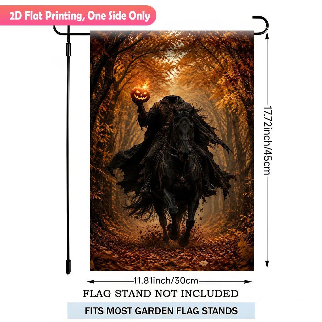 2D Flat - 2D Flat Printing Garden Flag 1pc, Flaming Lantern Horseman Durable Polyester Outdoor Patio Decoration, Outdoor Patio Flags, And Patio Decorations, And Celebrate Decorations, Home And Scene, Flagpoles Not Included