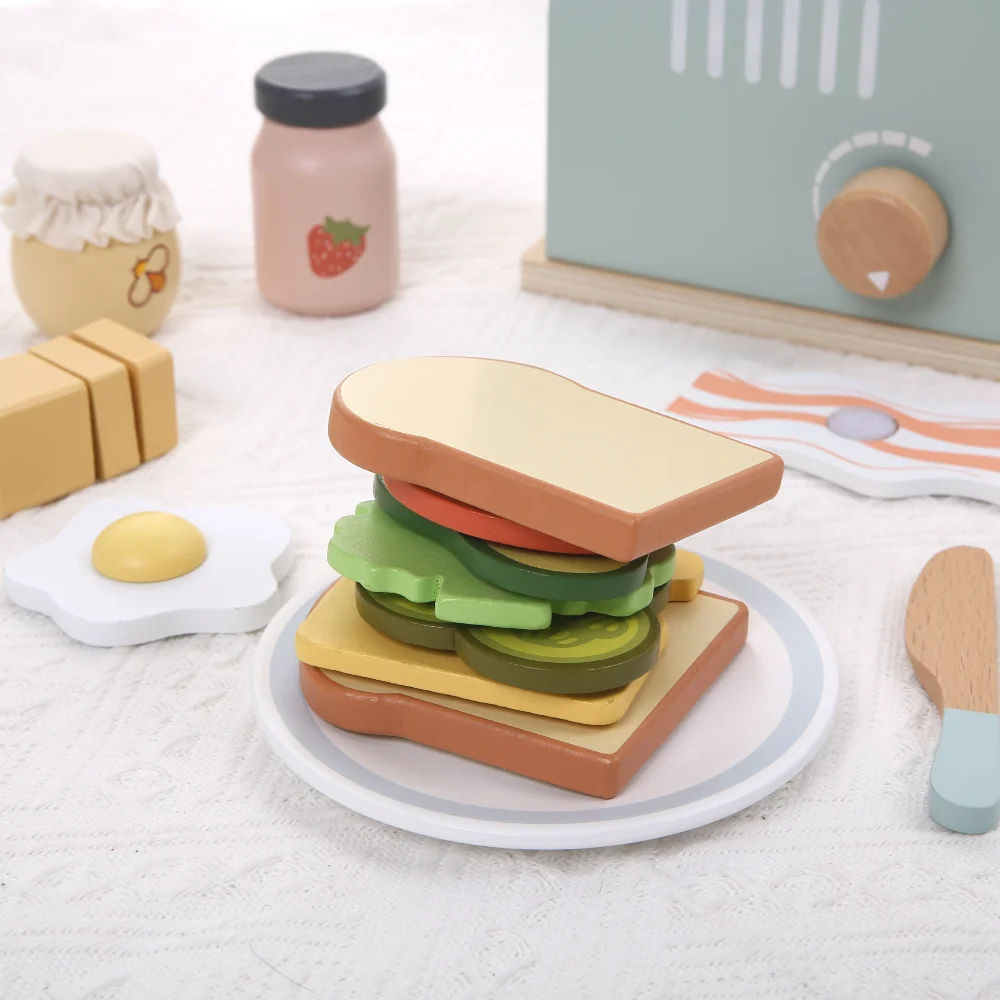 Macchina per il pane in legno, giocattolo, giochi di finzione, giochi di ruolo per l'apprendimento alimentare, giocattoli educativi precoci per i più piccoli, ragazze, ragazzi, regali per bambini