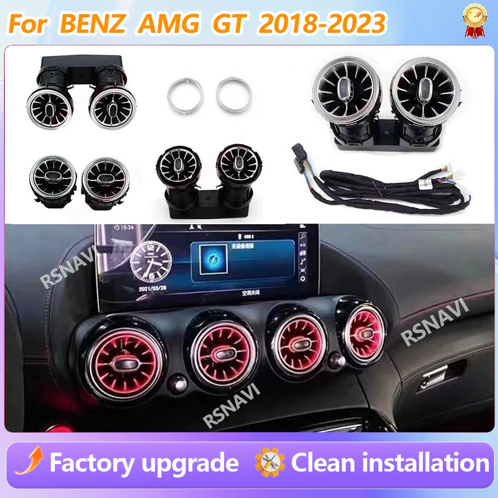 For BENZ AMG GT C190 X290 2015-2022 64/256 Color LED Turbine Air Vent Ambient Lamp Plug&Play Air Vents Car Accessories Interior