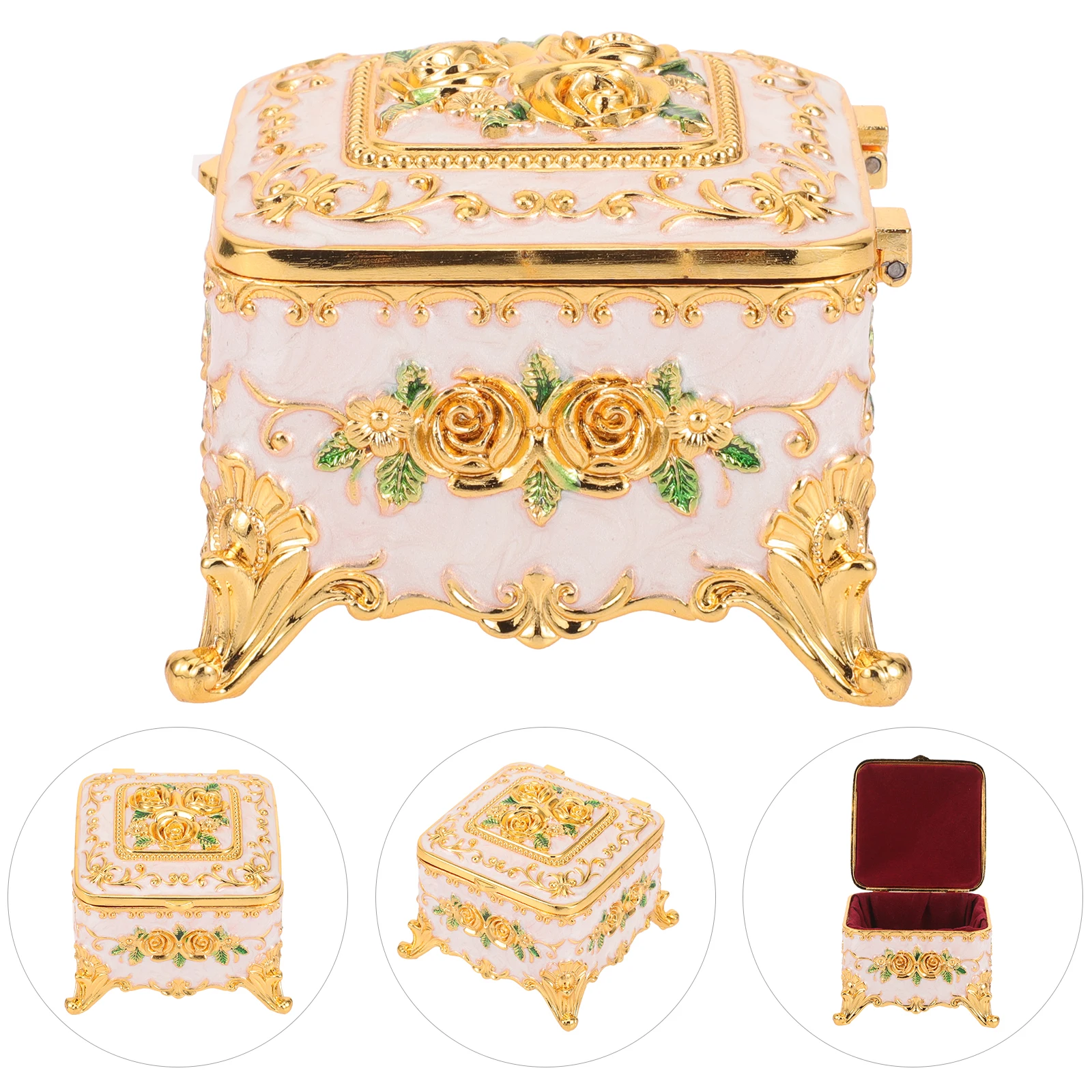 

Jewelry Box Home Decoration Storage Cases Necklace Golden Zinc Alloy Organizer Exquisite