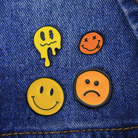 Classic Emote Collection Pins Yellow Smiling Unhappy Crying Expression Enamel Brooches for Clothes Jewelry