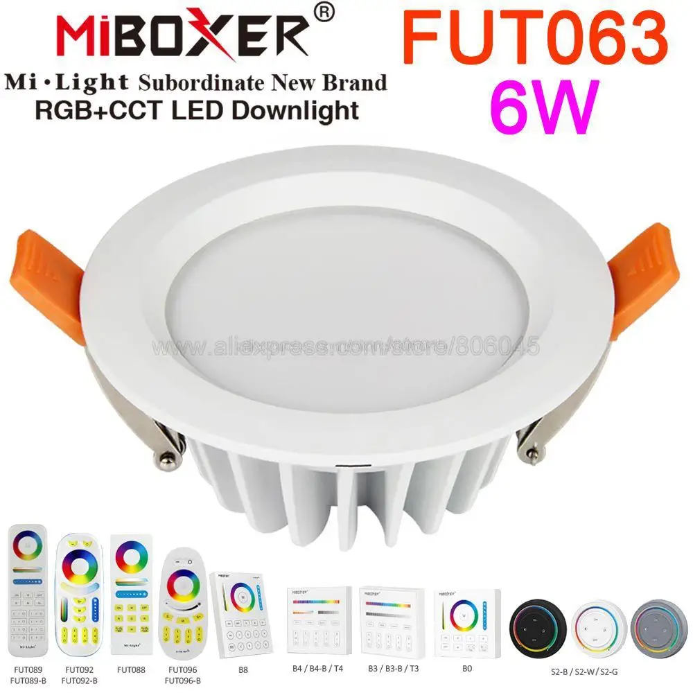 MiBoxer 6W RGB+CCT LED Ceiling Spotlight FUT063 Waterproof Reccessed Light AC85-265V WiFi Compatible 2.4G 4-Zone Wireless Remote