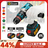 Giasm 13mm 480N.M Brushless Electric Impact Drill Cordless Cordless Drill Electric Screwdriver Power Tool for Makita 18V Battery