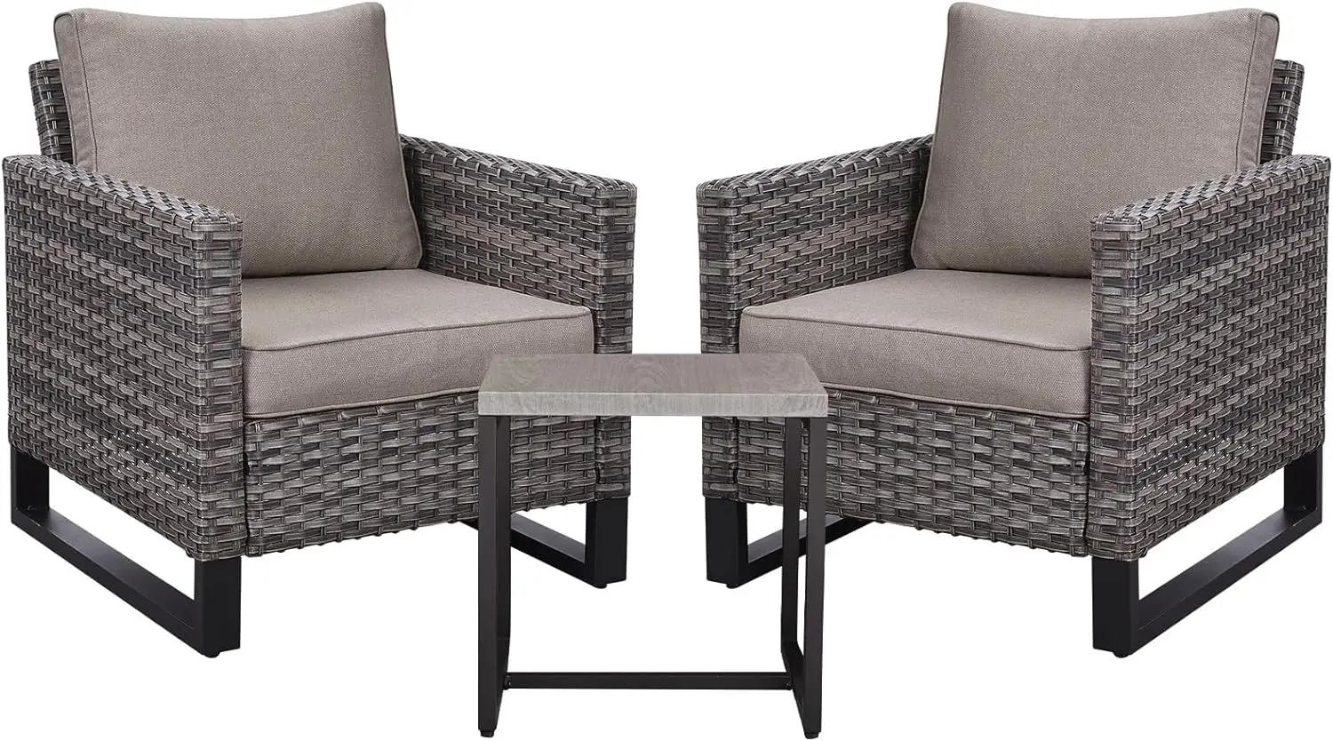 

Patio Furniture Chairs Outdoor Chair - Wicker Patio Furniture Set of 3, PE Rattan Patio Seating with Cushions for Proch Backyard