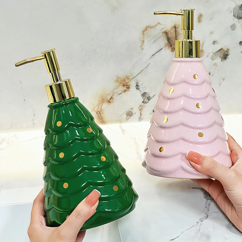 

Northern Europe Liquid For Blank Lotion Bottle, Ceramics Christmas Tree Shape Home Dispenser Hotel Bathroom Supplies, 750ML, 1Pc