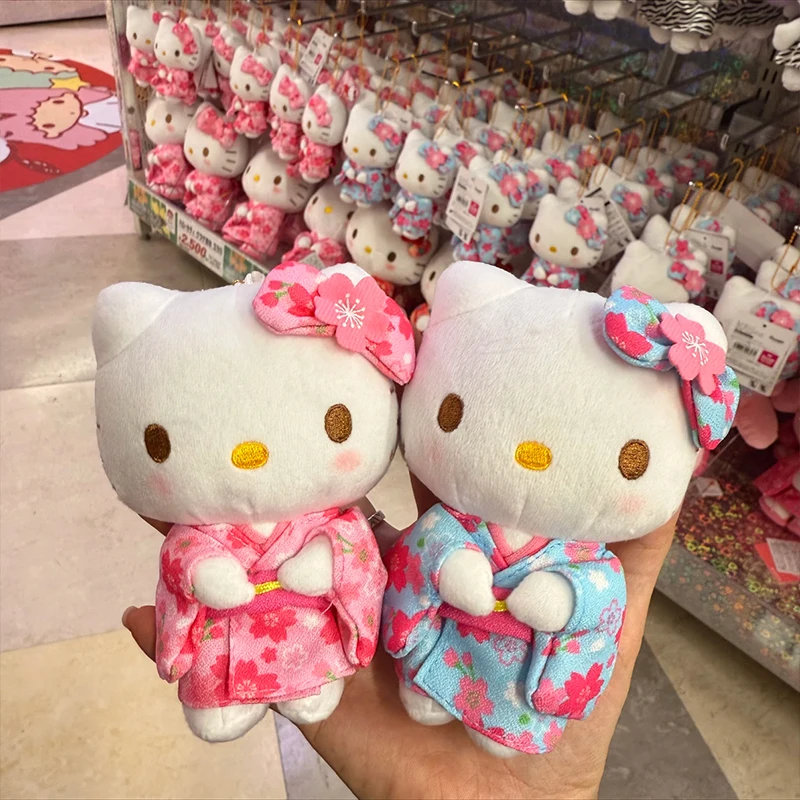 Süße Hello Kitty Sanrio Kimono Plüschpuppe Anime Figur japanischer Stil Sakura Schlüsselanhänger Taschenzubehör Freundin Geschenke
