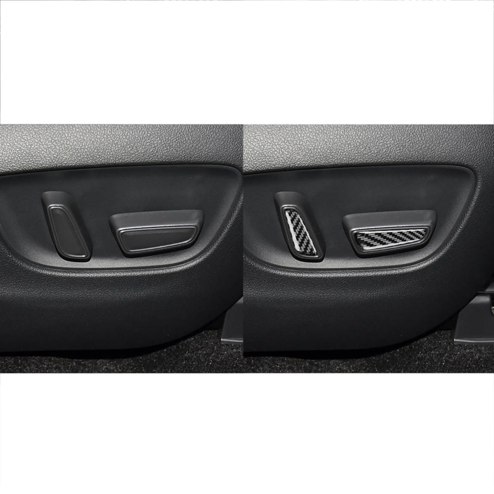 ألياف الكربون الحقيقية اكسسوارات السيارات مقعد تعديل زر الكسوة غطاء ناعم ملصق لتويوتا RAV4 XA50 2020 2021 2022 2023 2024