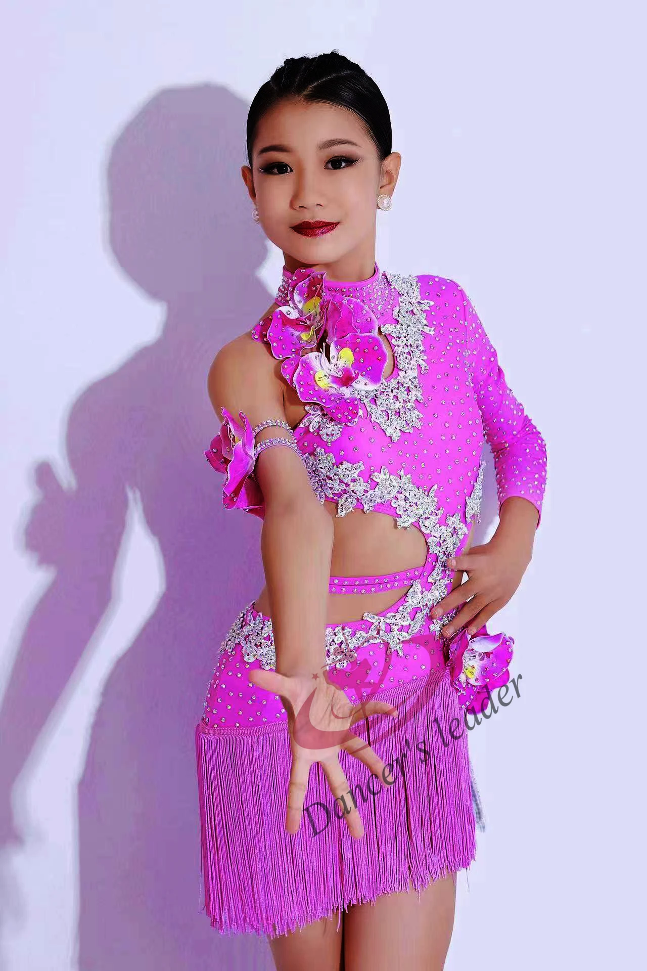 Latin Dance Competition Damen bekleidung Kinder High-End maßge schneiderte Taille Cha Tango Performance schwarz Pool Kleid