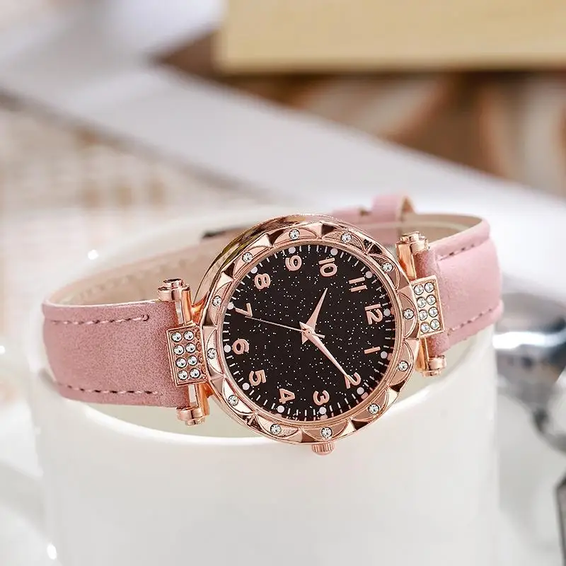 Women's Premium Rhinestone Electronic Quartz Watch Digital Luminous Dial Waterproof Durable Wristwatch for Valentine's Day Gift