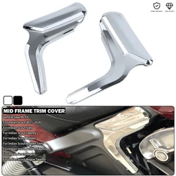 Motorcycle Mid Frame Trim Cover Side Fairing Chromeplate Sticker - Black/Chrome Fit For Indian Scout Bobber Sixty 2015-2024