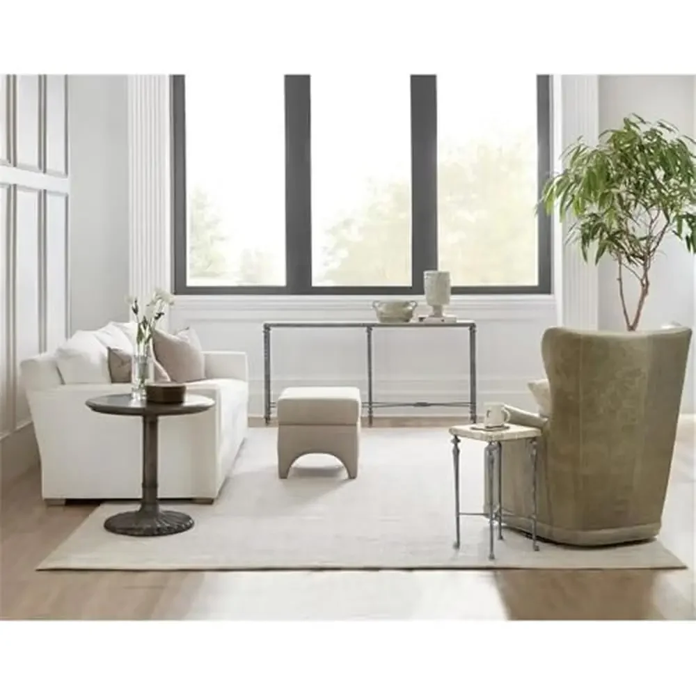 Rectangular Stone Veneer Top Metal Console Table Narrow Depth with Gray Base Metal Frame Object Stone Top 113lbs Weight Metal image 5