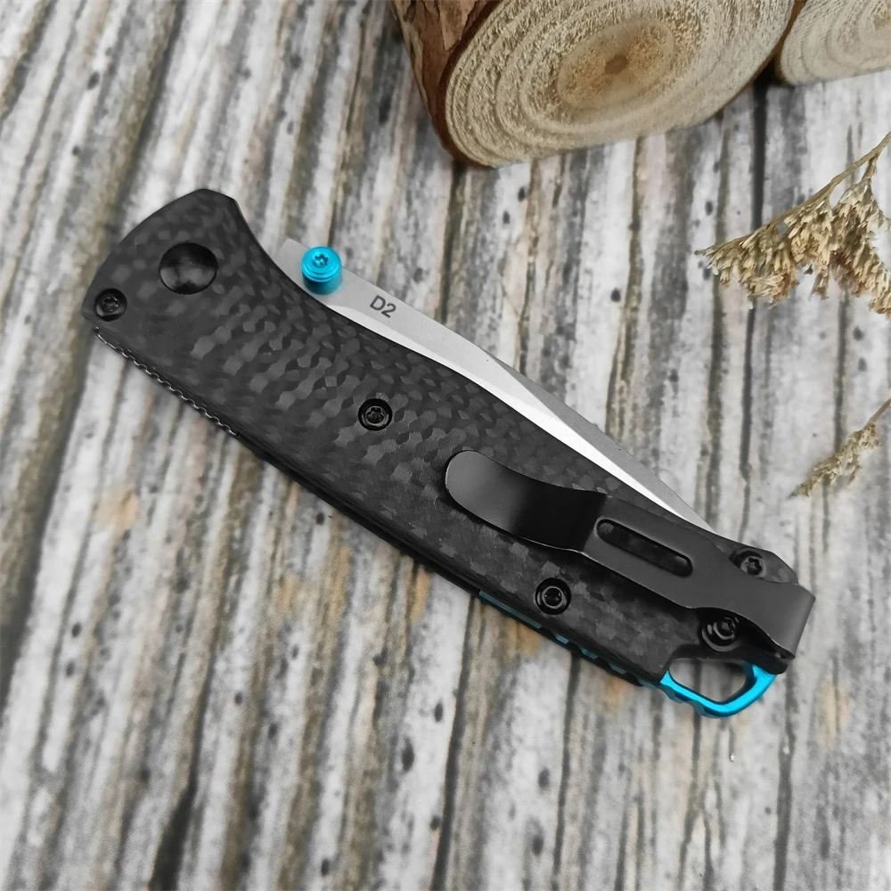 NEW HUAAO 533 Folding Knife White D2 Blade Carbon Fiber Handle Outdoor EDC Survival Camping Hiking Hunting Climbing Tools