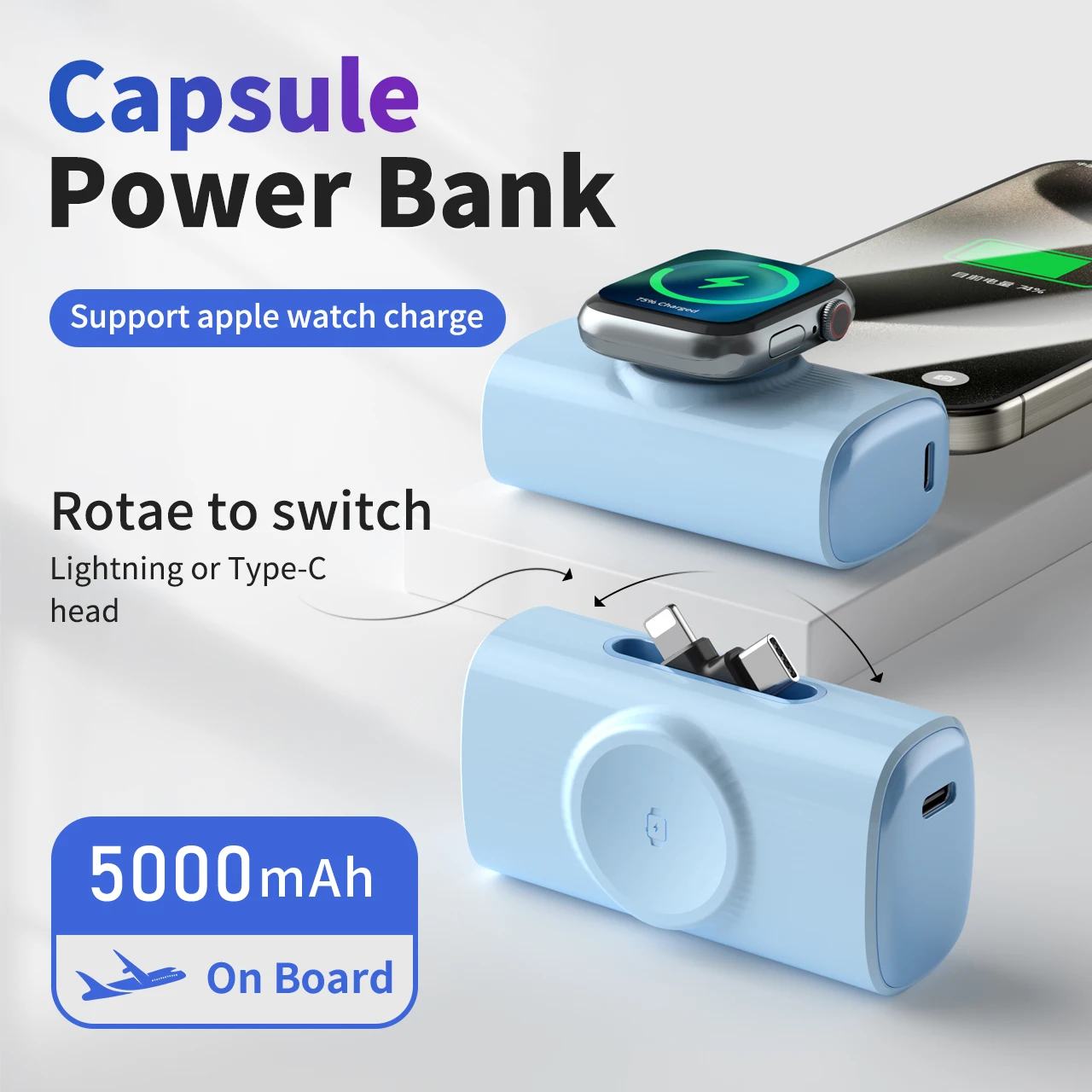 Wireless PowerBank Schnellladung Tragbarer mobiler externer Akku für Apple Watch iPhone Samsung Xiaomi Ersatzakku