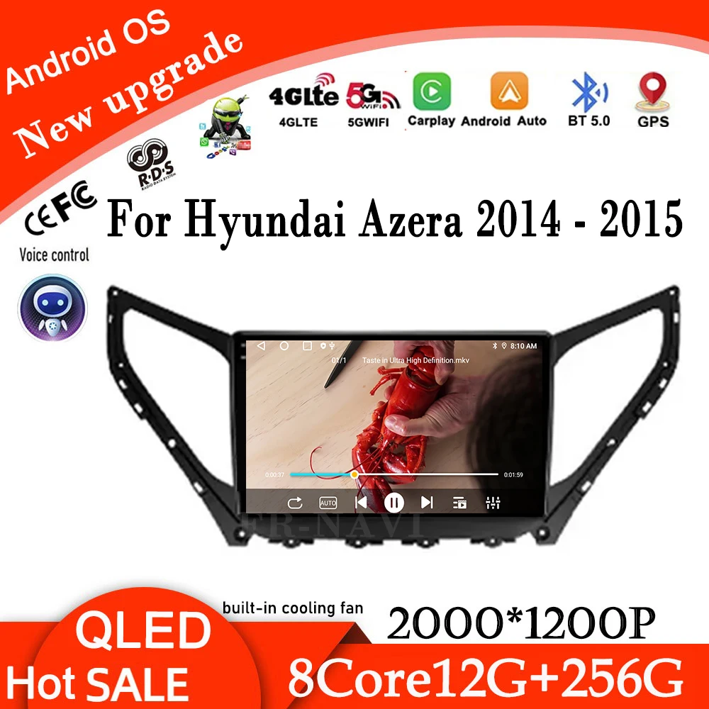 

9 дюймов для Hyundai Azera 2014-2015 Android14 Автомобильный радиоприемник Мультимедийный видеоплеер Навигация Стерео Авто