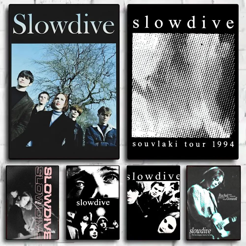 S-Slowdive Band Poster Stickers HD Waterproof Painting Wall Art for Bedroom Living Room Home Decor Decoration Gift