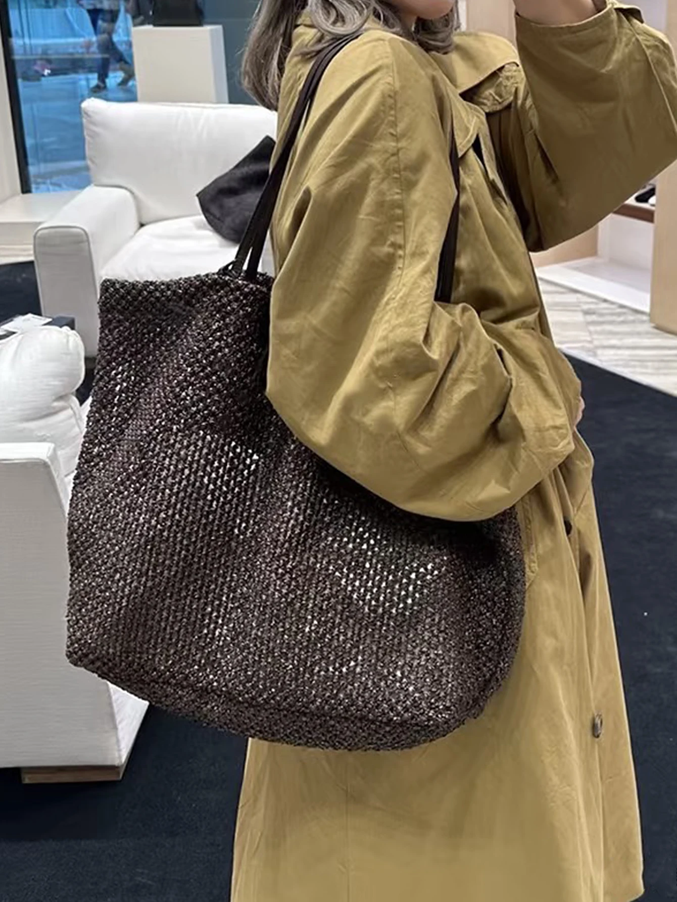 2026 fashion new large capacity tote bag lazy wind hollow wo