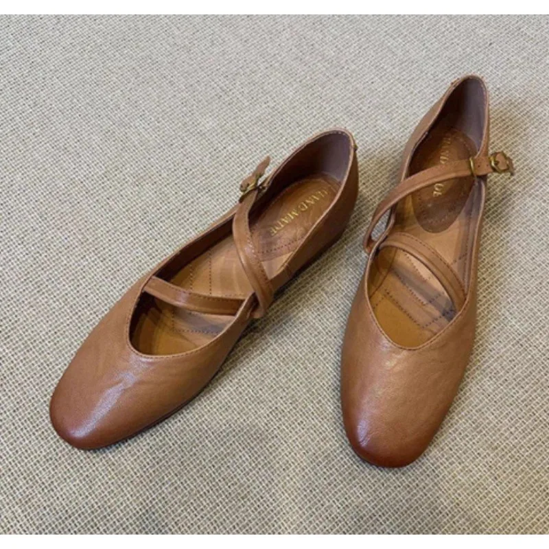 Новые туфли Мэри Джейн на плоской подошве, женские кожаные балетки на подошве в стиле ретро, весеннее трендовое платье, элегантная обувь, повседневная удобная обувь на мелкой подошве, Zapatos Mujer