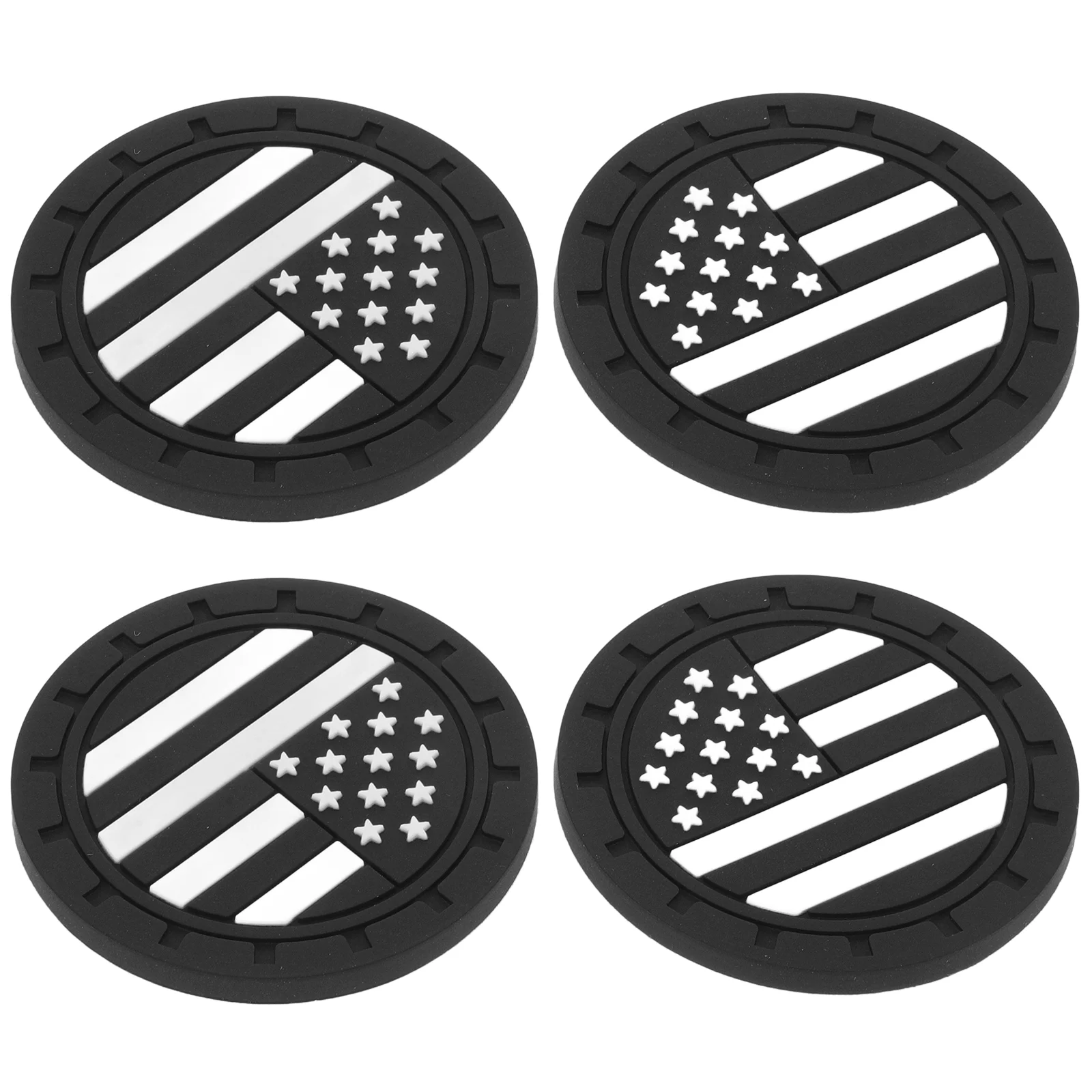 

4 PCS Car Coaster Vehicle Cup Coasters Truck Accessories for Men American Flag Anti Slip Interior Holder Pad