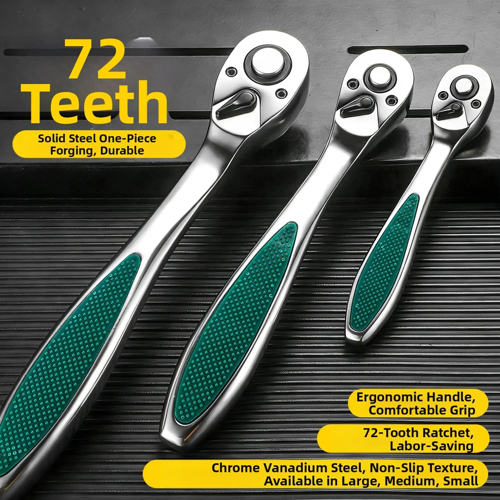 

Универсальный трещоточный ключ на 72 зубца для труднодоступных мест с эргономичной удобной рукояткой для ослабления и затягивания болтов