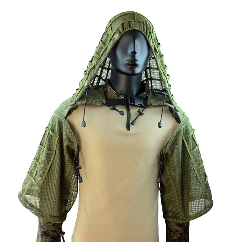 Ghillie-Anzug, taktischer Scharfschützmantel, Viper-Kappen, Jagdmantel, Material und Farbe optional, Tarnkleidung für Airsoft-Paintball – Detail 20