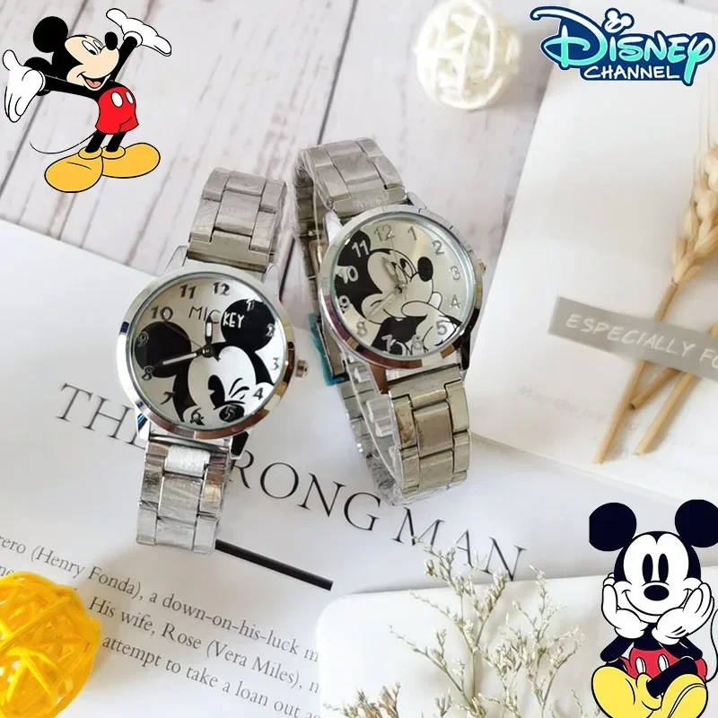 Disney Mickey Mouse Cartoon Children's Watch Mickey Minnie Stainless Steel Watch Girls Boys Girls Quartz Clock