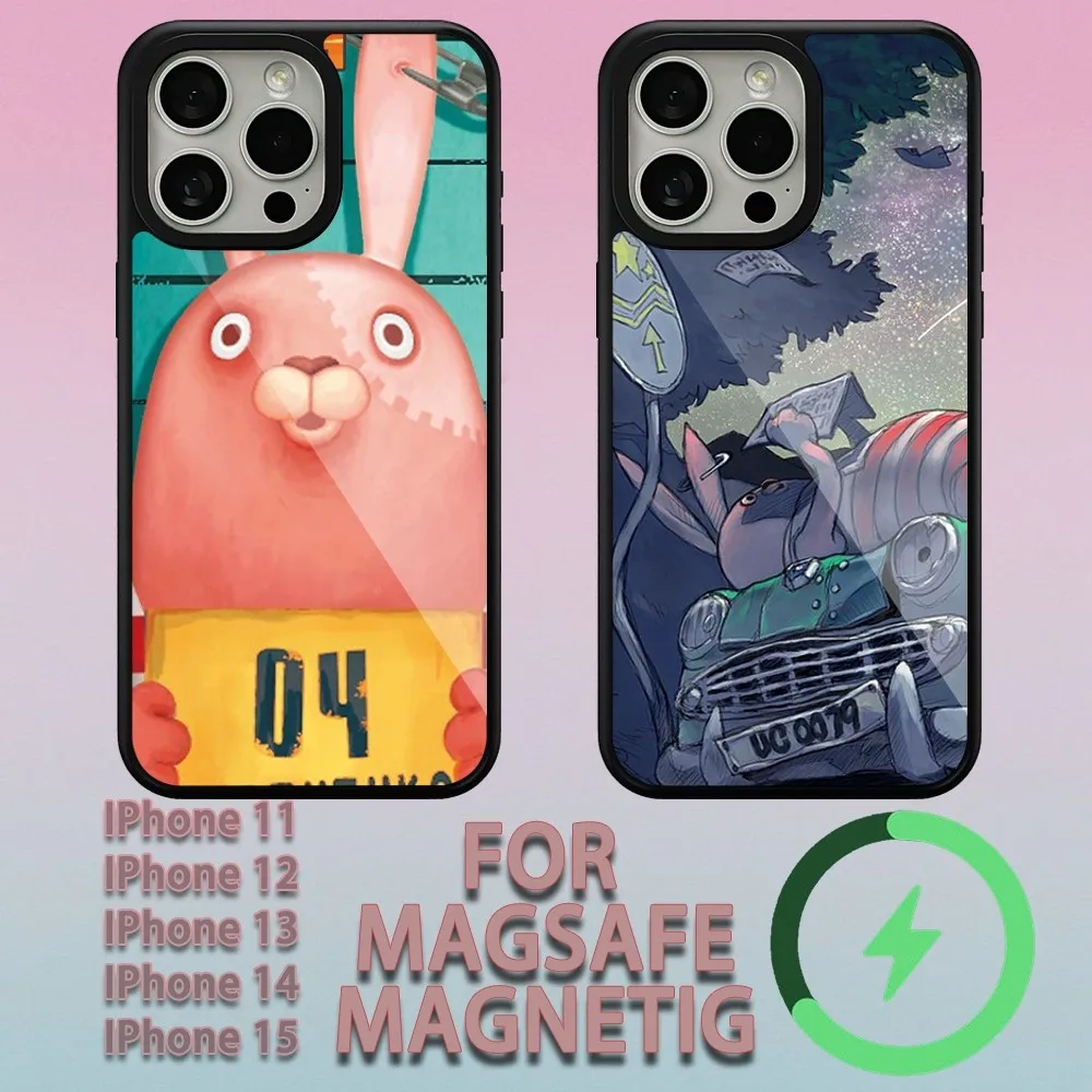 Bilibili Cute Cartoon Usavich  Phone Case For iPhone 15 14 13 12 11 Pro Max Plus Magsafe Magnetic Wireless Charging Cover