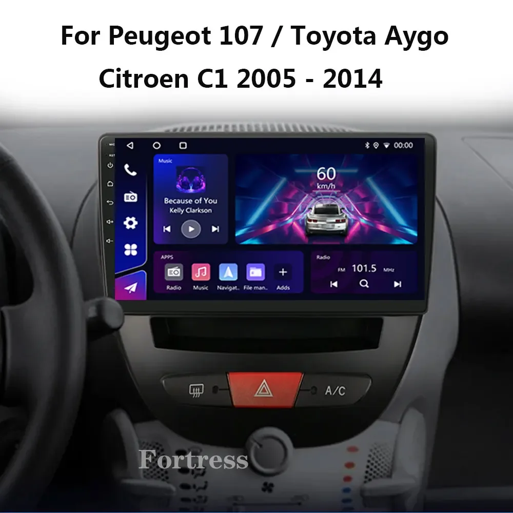 Android 16 2 Din Auto Multimedia Speler Voor Peugeot 107 Toyota Aygo Citroen C1 2005-2014 Head Unit Stereo GPS navigatie BT WIFI - afbeelding 2