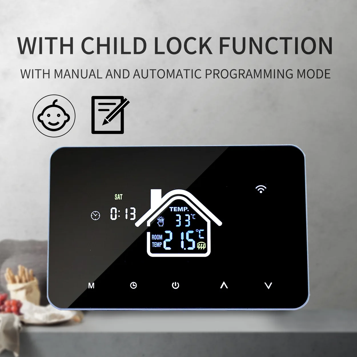 Smart WiFi Thermostat for Electric Heating & Air Conditioning Electric Floor Heating Temperature Controller Panel Switch