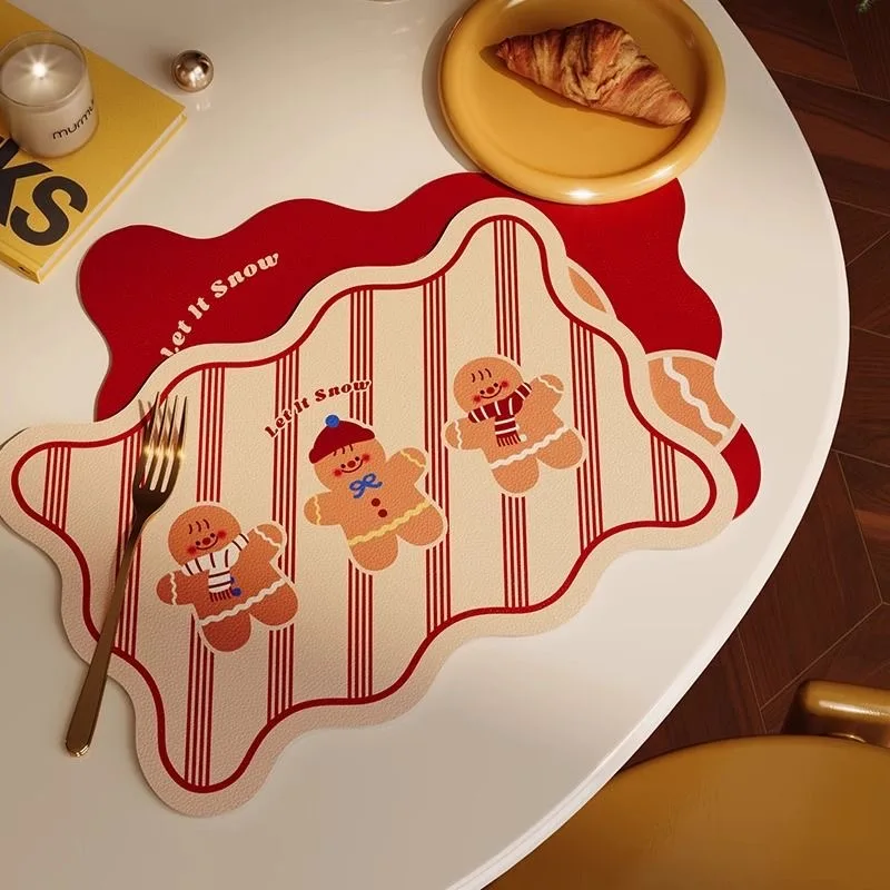 السنة الجديدة وعيد الميلاد الزنجبيل رجل الدانتيل التباين اللون تحديد الموقع سطح المكتب البلاستيكية معزول للماء والزيت السلطانية حصيرة