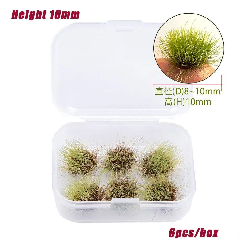 6pcs Miniature Static Grass Height 10mm Cluster Tuft Needle Toys for Railway Train Layout/DIY Model Making/Wargame/Diorama/Decor