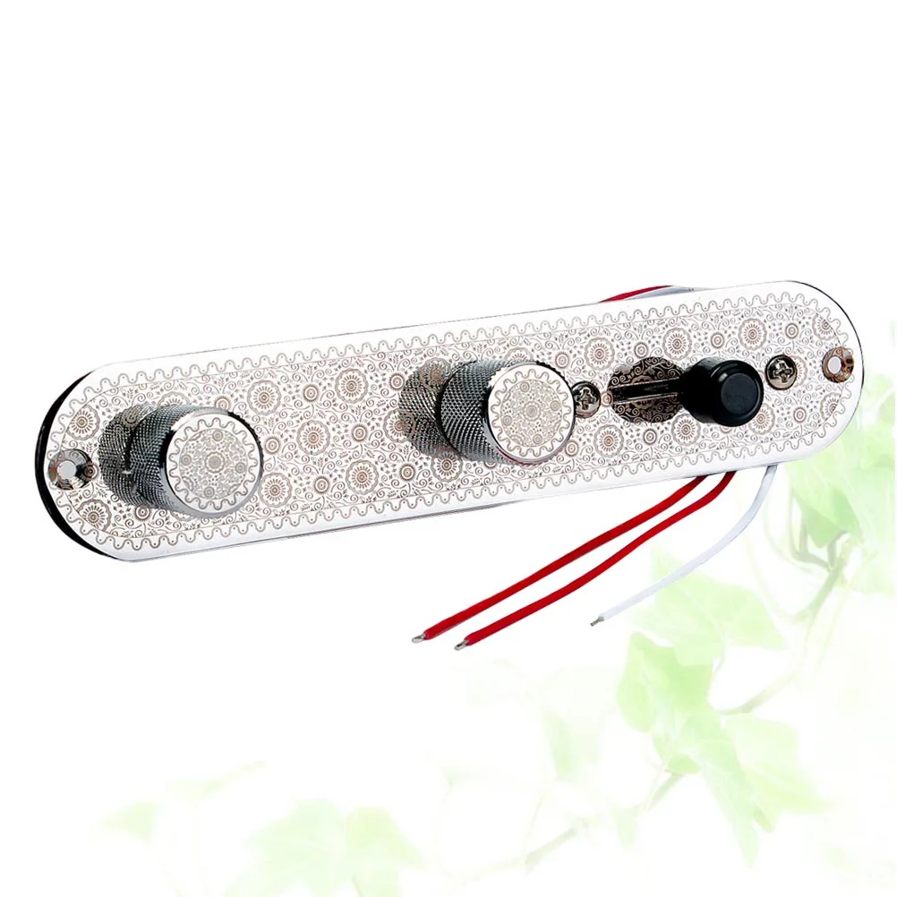 

3 Way Control Plate Nickel Plated Silver Loaded Guitar Switch Knobs Volume Tone Replacement Parts Guitar Control Plate