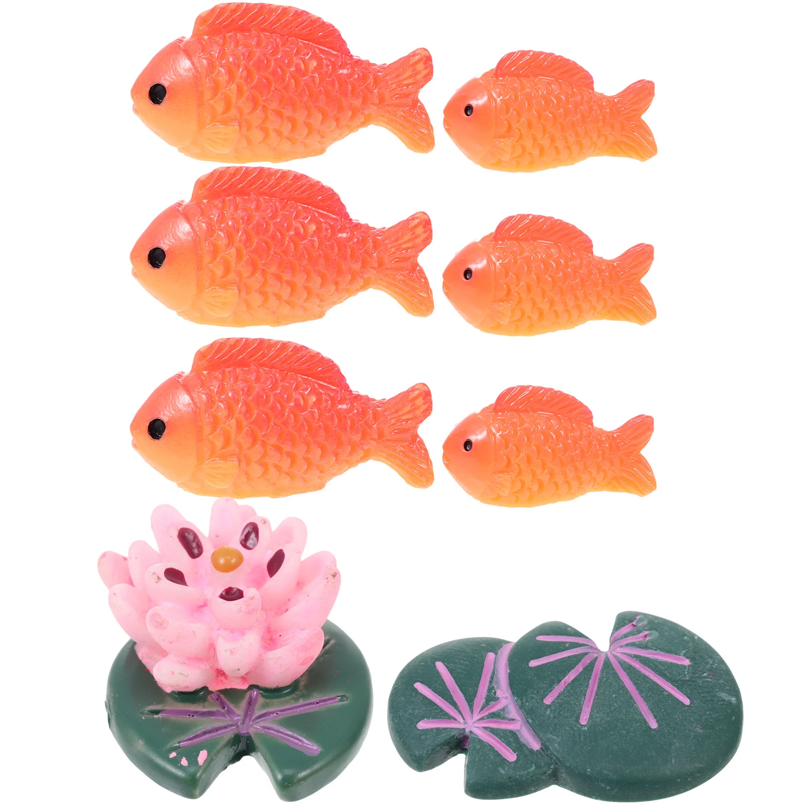

1Set Resin Craft Fish Tank Decoration Decorative Lotus-Leaf Aquarium Ornament Tiny Fish Lotus Accessories Resin Carp