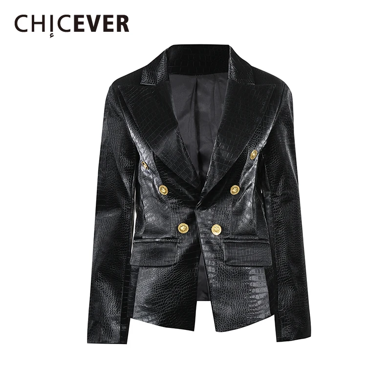 

CHICEVER Black Spliced Double Breasted Jacket Female Lapel Long Sleeve Loose Streetwear Cool Women's Jackets Autumn Fashion New