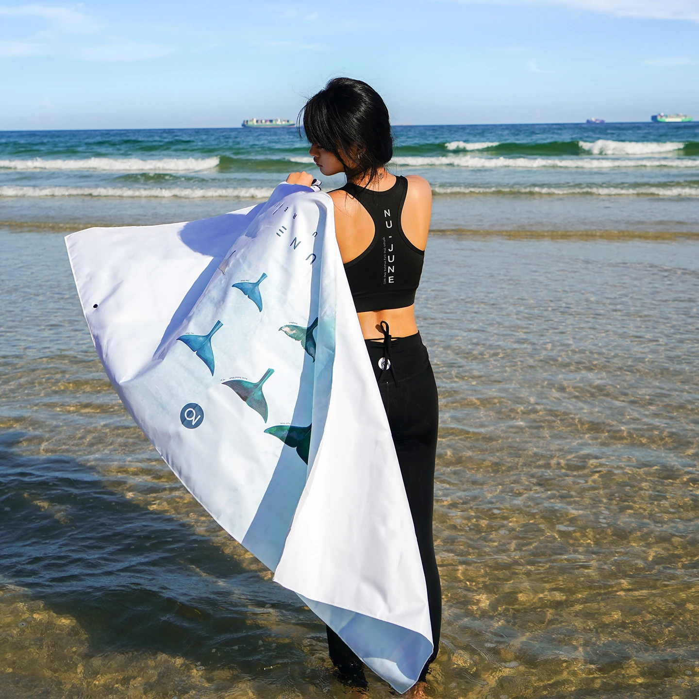 Nu-June ผ้าขนหนูชายหาดไมโครไฟเบอร์อินเทรนด์แห้งเร็วว่ายน้ําผ้าเช็ดตัวชายหาดดูดซับได้ดีเยี่ยมสําหรับดําน้ํายิมโยคะ