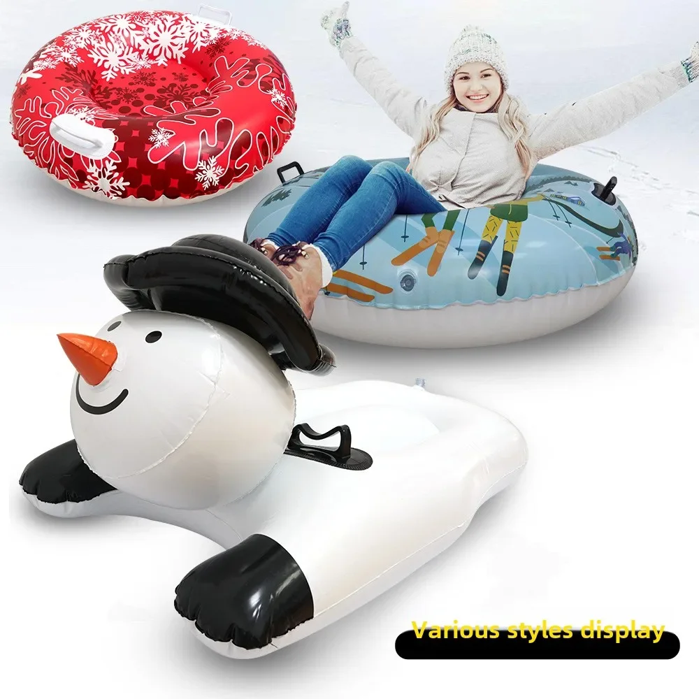 PVC Cold and Wear-resistant Winter Inflatable Snowboard, Snowman Ski Ring Winter Outdoor Sled