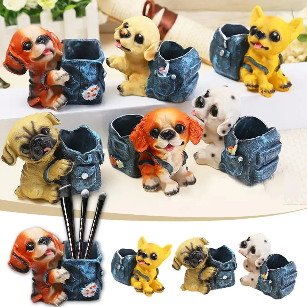 

NEW Dog Pen Holder For Desk Cute Creative Desktop Pen Organizer 3D Puppy Dog Figurine Resin Dog Sculpture Home Bookshelf De D3E4