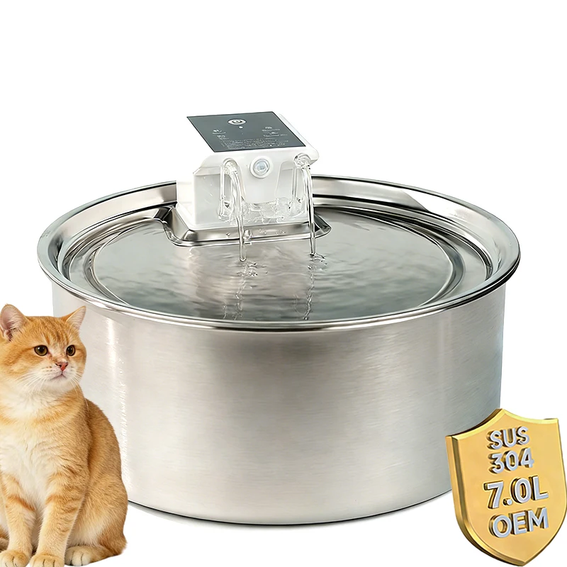 

Stainless Steel Smart Pet Water Dispenser 7L Large Capacity Dog Bowls Automatic Cat Water Fountain for Multi-Cat