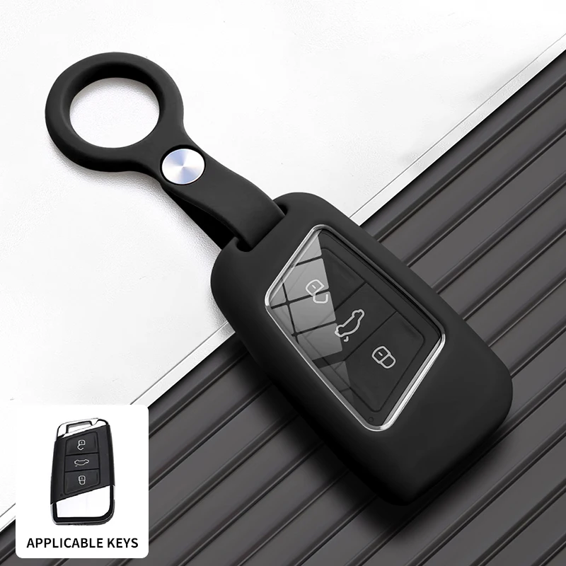 Silky Silicone Key Case For VW Passat B8 Arteon R-line Arteon Taos Tiguan 2 Polo Seat Ateca 2021 Skoda Karoq Kodiaq Key Holder